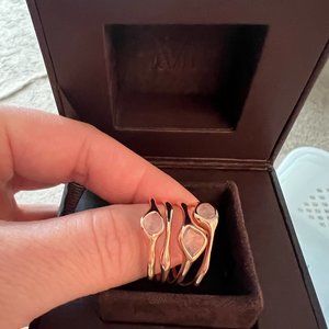 Monica Vinader 18ct Rose Gold Vermeil & Rose Quartz Ring - Size 8